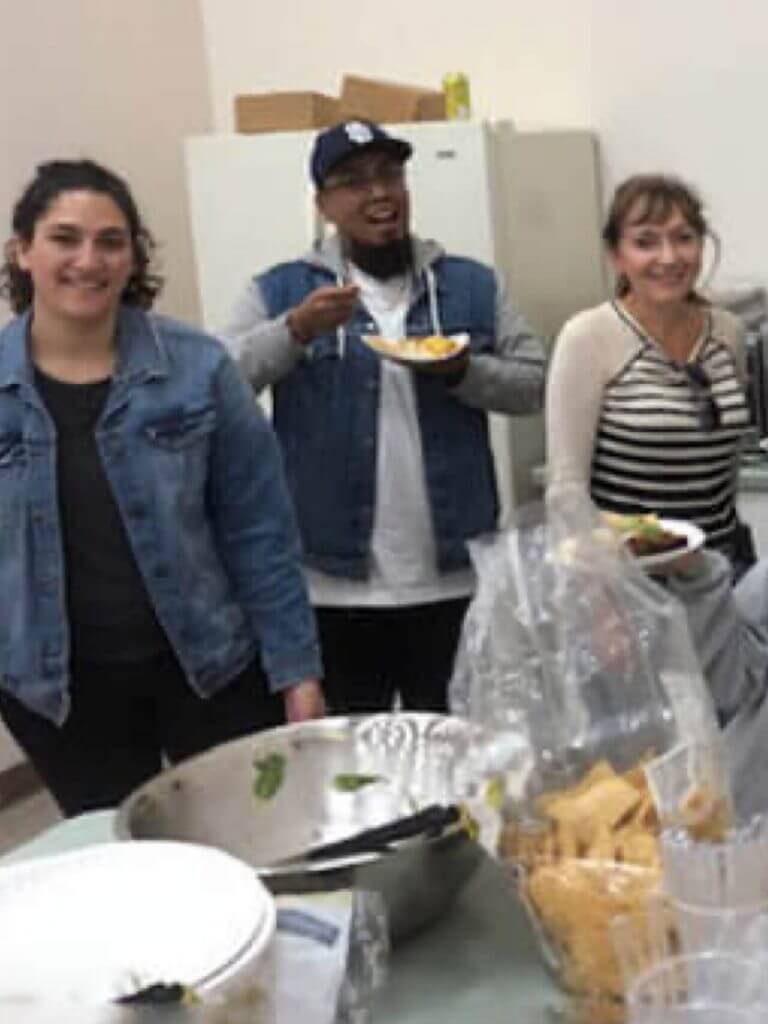 Cellipont employees gathered during a casual team lunch, highlighting the employee community.